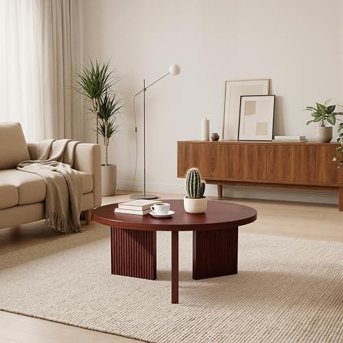 35" Wooden Round Coffee Table