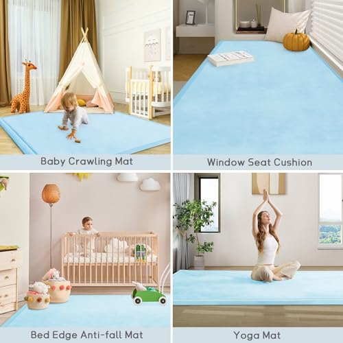 Baby Play Mat for Floor Nursery Muscle Area Rug Playroom Rug 65"x50" Elastic Foam 1.3" Thick Crawling Mat for Babies