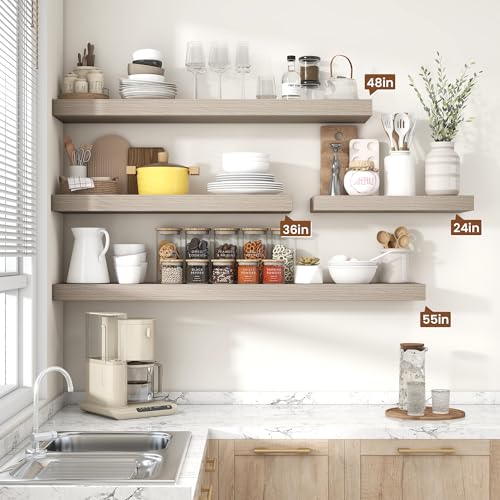 Floating Shelves 47.2" W x 10.3" D Grey Set of 2 (2 Count)