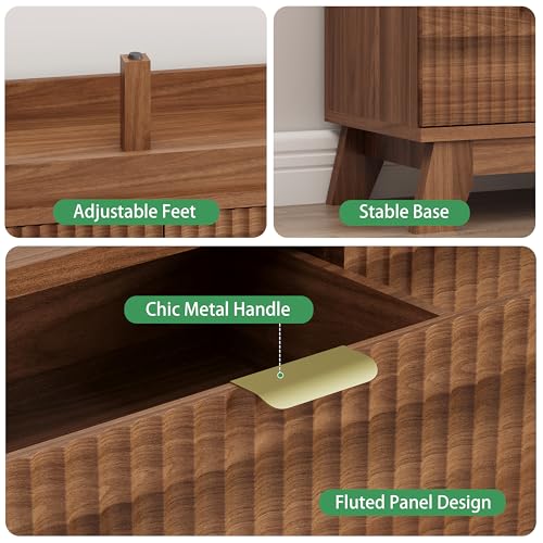 Fluted Dresser for Bedroom with 8 Drawers