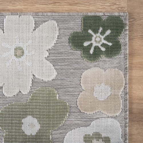 Outdoor Rug 8x10 Modern Floral Tropical Area Rugs for Outdoor and Indoor Patio Easy to Clean Non Shedding Living Room Porch Garden Washable Outside Carpet (80 Sq Ft)