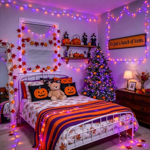33FT 100 LED Orange and Purple Halloween Lights (100 Count)