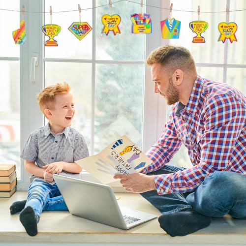 36PCS Wooden Father's Day Crafts for Kids Ornaments to Paint