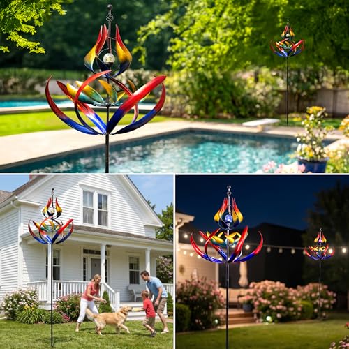 107" Large Solar Wind Spinner Outdoor Metal
