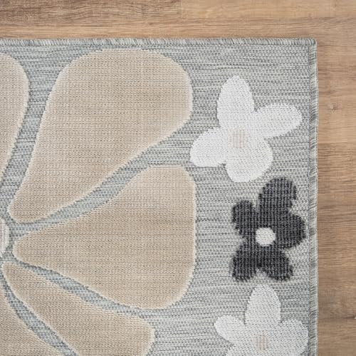 Outdoor Rug 8x10 Modern Floral Tropical Area Rugs for Outdoor and Indoor Patio Easy to Clean Non Shedding Living Room Porch Garden Washable Outside Carpet (80 Sq Ft)