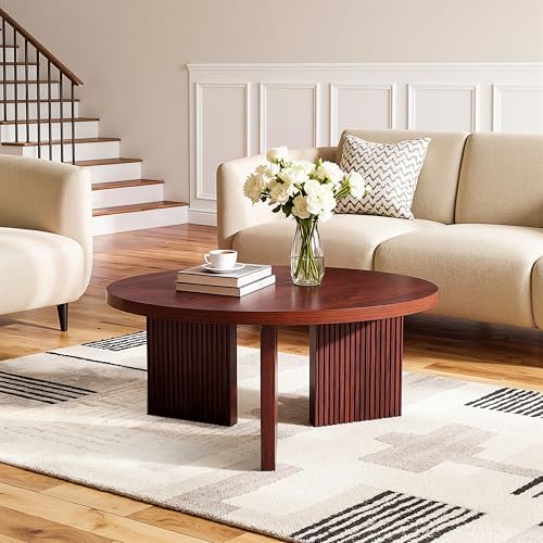 35" Wooden Round Coffee Table