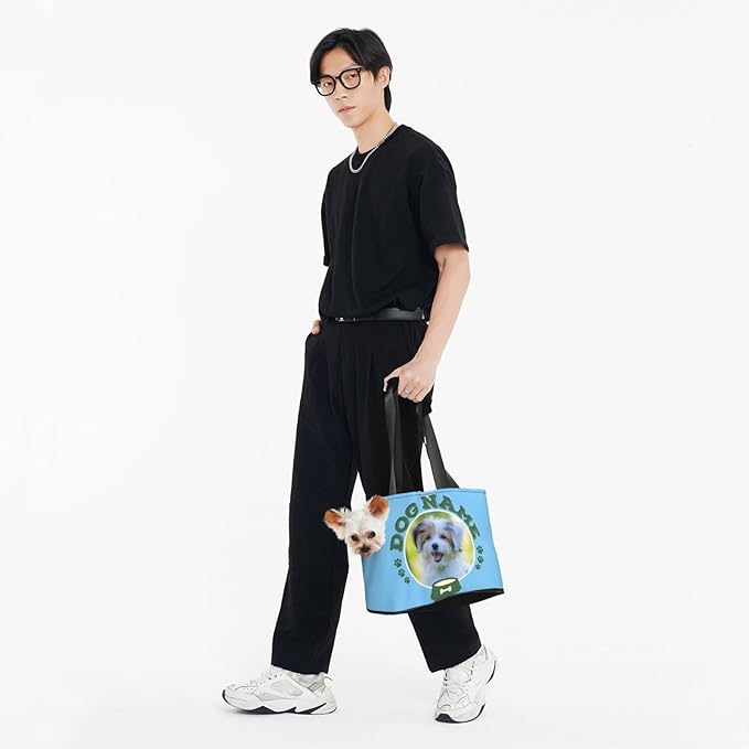 Custom Dog Carrier Purses Personalized Crossbody Puppy Carrying Bag Add Your Pet Photo Name Text Soft-Sided Sling Cat Pouch for Outdoor Hiking Traveling Subway Shopping (Style1)