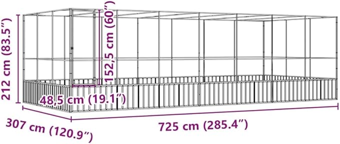 Steel Aviary with Extension, Large Bird Cage with Lockable Door, Aviary Spacious and Versatile Cage Ideal for Parakeets, Parrots, Lovebirds, Cockatiels, Pigeons, 285.4"x120.9"x83.5",-287