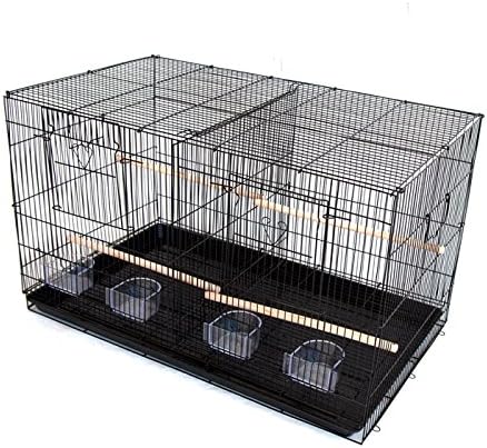 Set of 3 Breeding Bird Carrier Cage with Central Dividor Black L30xW18xH18 on Stand