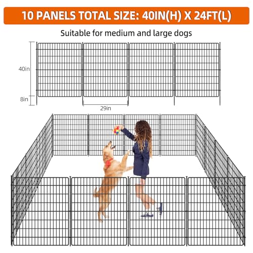 10 Panels No Dig Fence with Gate (11520 sq in)