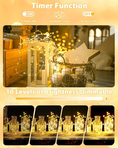 6 Pack 100 LED Fairy Lights Battery Operated with Remote