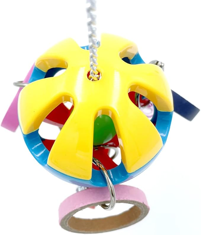 Bird Parrot Plastic Ball Toys with Colorful Cardboard Bagel and Acrylic Pacifiers for Parrot African Grey Cockatoo Cockatiel Sun Conures