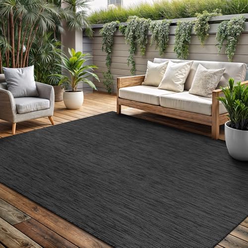 Washable Indoor Outdoor Rug 8x10 Weather Resistant Area Rugs Modern Solid for Porch Deck Balcony Backyard Patio Outside Carpet (80 Sq Ft)