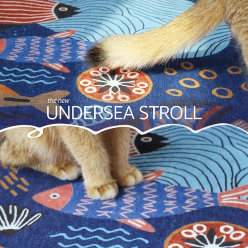 5ft Coastal Round Rug Washable Kids Rug Colorful Fish Mat Blue (19.63 Sq Ft)