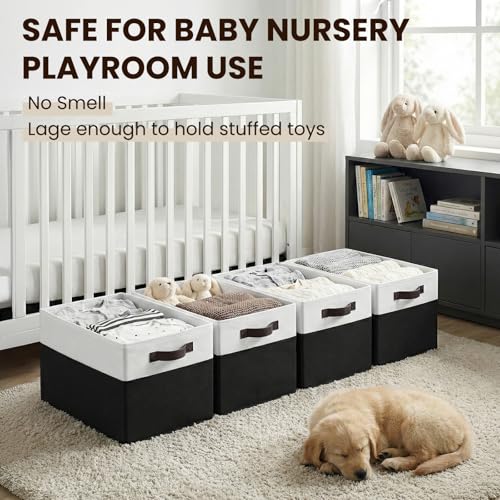 Large Storage Bins for Shelves 4 Pack (4 Count)