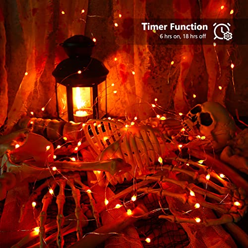 Orange Battery Halloween Fairy Lights with Remote 17.48 ft 50 LED (34.96 Foot)