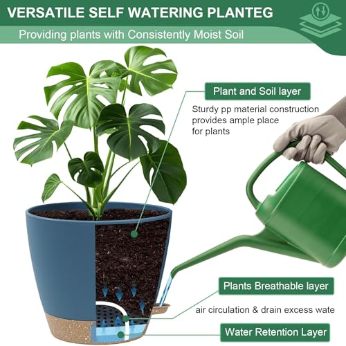 5 Pack Self Watering Pots for Indoor Outdoor Plants (5 Count)
