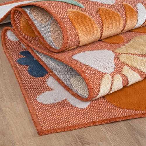 Outdoor Rug 9x12 Large Modern Floral Tropical Area Rugs for Outdoor and Indoor Patio Easy to Clean Non Shedding Living Room Porch Garden Washable Outside Carpet (108 Sq Ft)