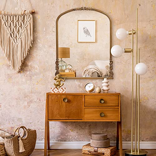 English Estate Carved Arch Wood Wall Mirror