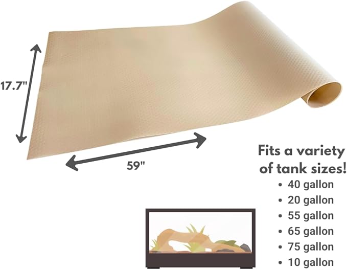 Tank Liner, 17.7" x 59", Reptile Terrarium Substrate Mat Carpet Bedding, Enclosure Liner for Bearded Dragon Leopard Gecko Lizard Tortoise Snake (Beige)