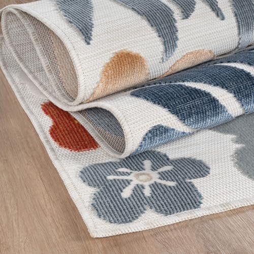 Outdoor Rug 8x10 Modern Floral Tropical Area Rugs for Outdoor and Indoor Patio Easy to Clean Non Shedding Living Room Porch Garden Washable Outside Carpet (80 Sq Ft)