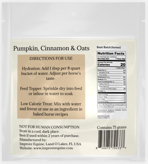 Low Calorie Hydration, Feed Topper & Treat | Safe, NO Electrolyte/Salt for Daily Intake | No Sugar Added | Hydration Support for Horses, Livestock & Dogs | 8 Servings | Basic Batch