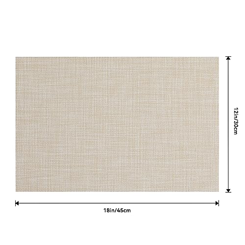 Woven Vinyl Beige Placemats Set of 24 (19.2 Count)