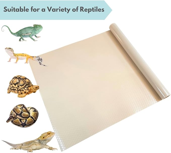 Tank Liner, 17.7" x 59", Reptile Terrarium Substrate Mat Carpet Bedding, Enclosure Liner for Bearded Dragon Leopard Gecko Lizard Tortoise Snake (Beige)