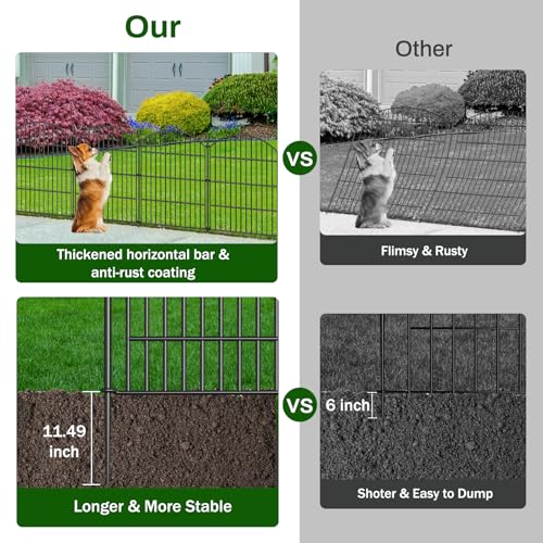 5 Panel No Dig Decorative Garden Fence 24" H x 10'L Outdoor Dog Barrier (20 Sq Ft)