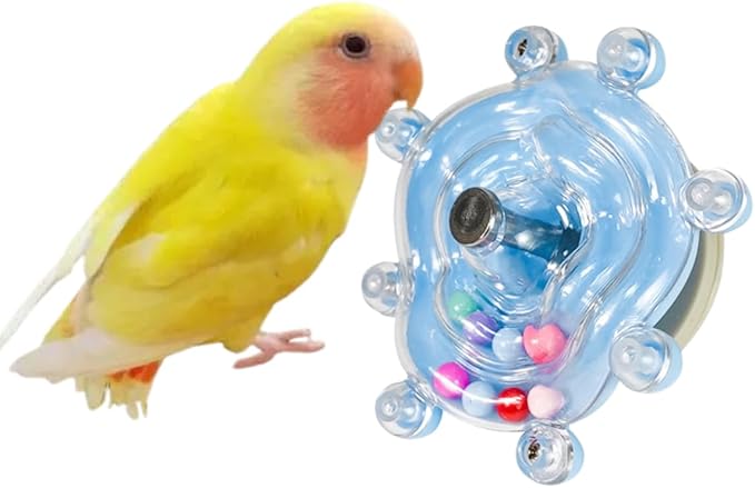 Parrot Spinner Toy, Funny Parakeet Toy Interactive Parrot Toy Bird Toy Spinning Rattle Cockatiel Toys Bird Cage Accessories for Entertainment Chewing Exercise (Blue)