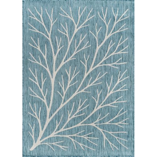 Washable Indoor Outdoor Rug 6x9 Modern Area Rugs Branch Pattern Non Shedding Waterproof Easy Clean Patio Deck Porch Living Room Bedroom Garden RV (54 Sq Ft)
