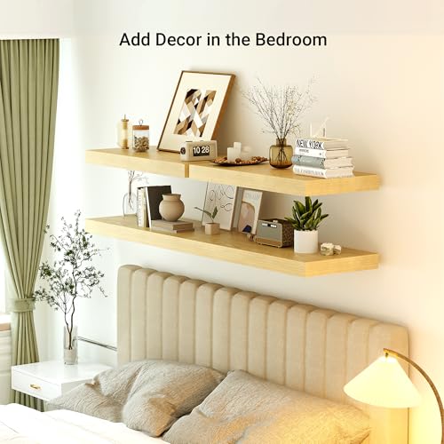55 x 12 Deep Floating Shelves Wall Mounted Set of 1 Oak