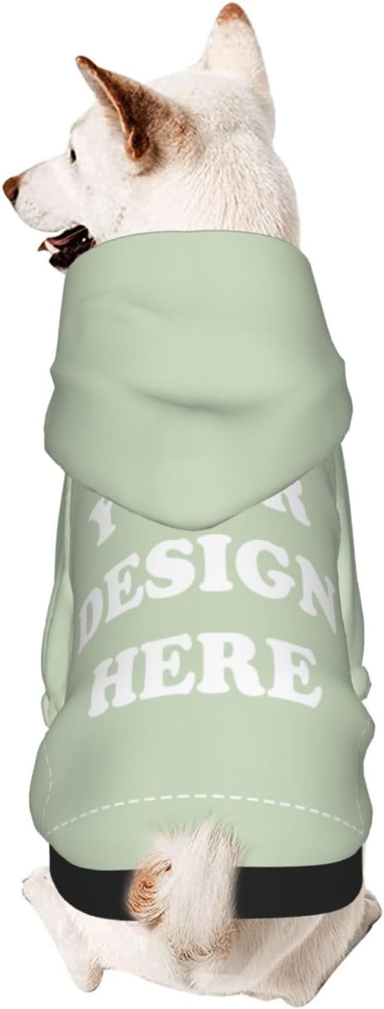 Personalized Chihuahua Dog Hoodie, Custom Pet Warm Sweatshirt Costume with Name Number Photo, Customize ID Clothes for Pupppy Kitten Dogs Cats, LightGreen, L