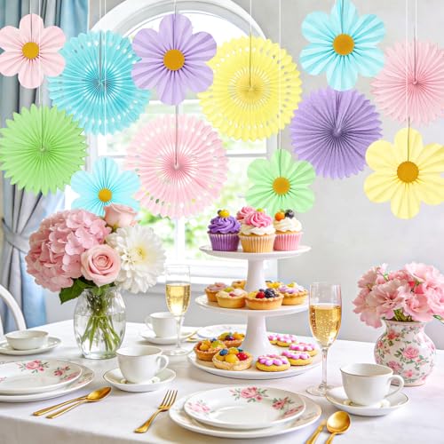 12 Pcs Pastel Paper Fans