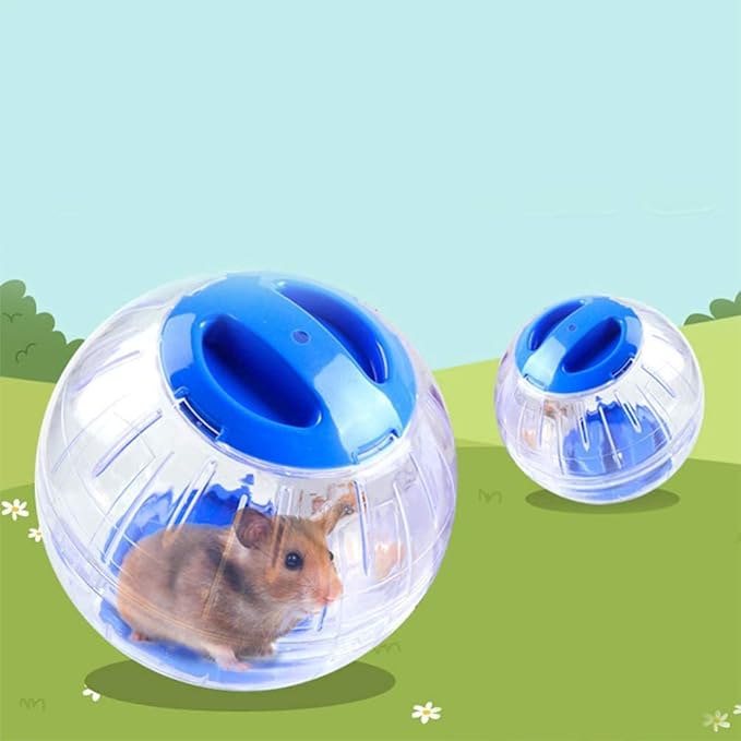 Mini New Cute Dwarf Hamster Running Ball 4.72 Inches Crystal Ball for Hamsters Small Silent Exercise Wheel Cage Accessories for Hamsters Less Than 4 inches 10 cm in Length (Blue)