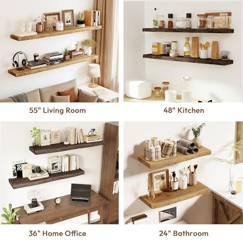 Wood Floating Shelves Live Edge 48” Set of 1