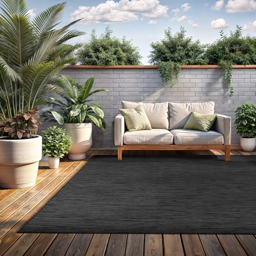Washable Indoor Outdoor Rug 8x10 Weather Resistant Area Rugs Modern Solid for Porch Deck Balcony Backyard Patio Outside Carpet (80 Sq Ft)