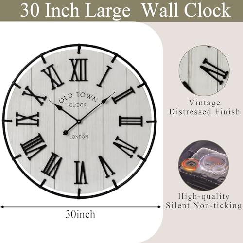 Large 30 Inch Farmhouse Wall Clock