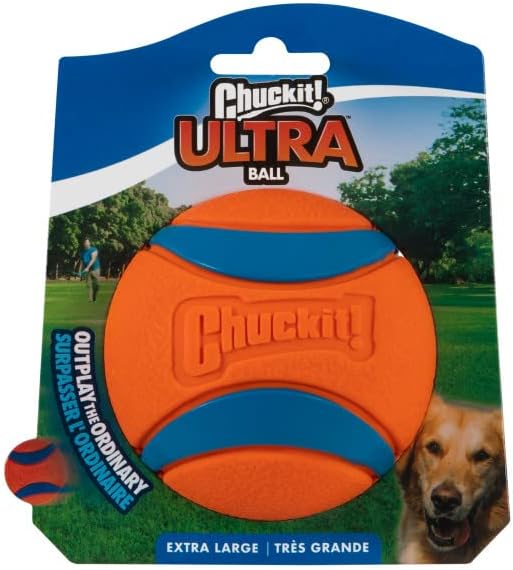 Chuckit! Ultra Ball Dog Toy - Size XL - for Dogs 100+ lbs - Made from Durable Rubber - Super Bouncy - Floats in Water - 3.5-inch Diameter -,1 Count (Pack of 2)