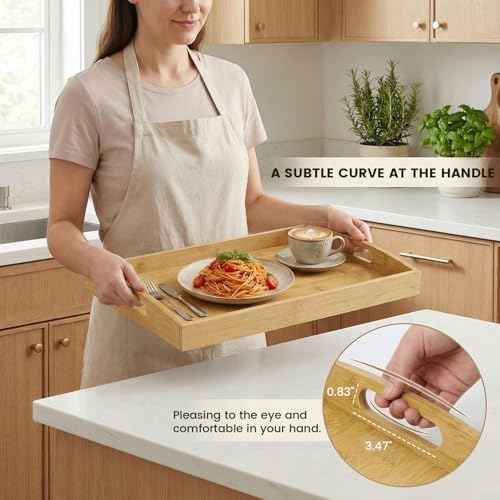 Bamboo Serving Tray with Handles (3 Count)