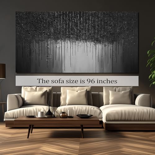 Black Art Paintings for Wall Large Abstract Canvas Wall Art for Living Room Huge Office Hotel Wall Decor 47 x 95 Inch