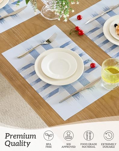 Geometric Print Blue Placemats Set of 12 (2.5 Count)