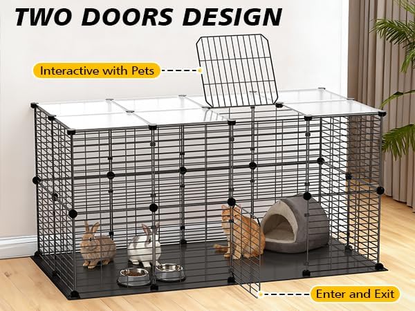 XiaZ Guinea Pig Cages,32 Panels Small Animal Playpen with Waterproof PVC Mat and Top 47.2" x 23.6" x 23.6",Rabbit/Bunny Cage, Pet/Puppy Play Pen, Indoor Outdoor Portable Metal Fence