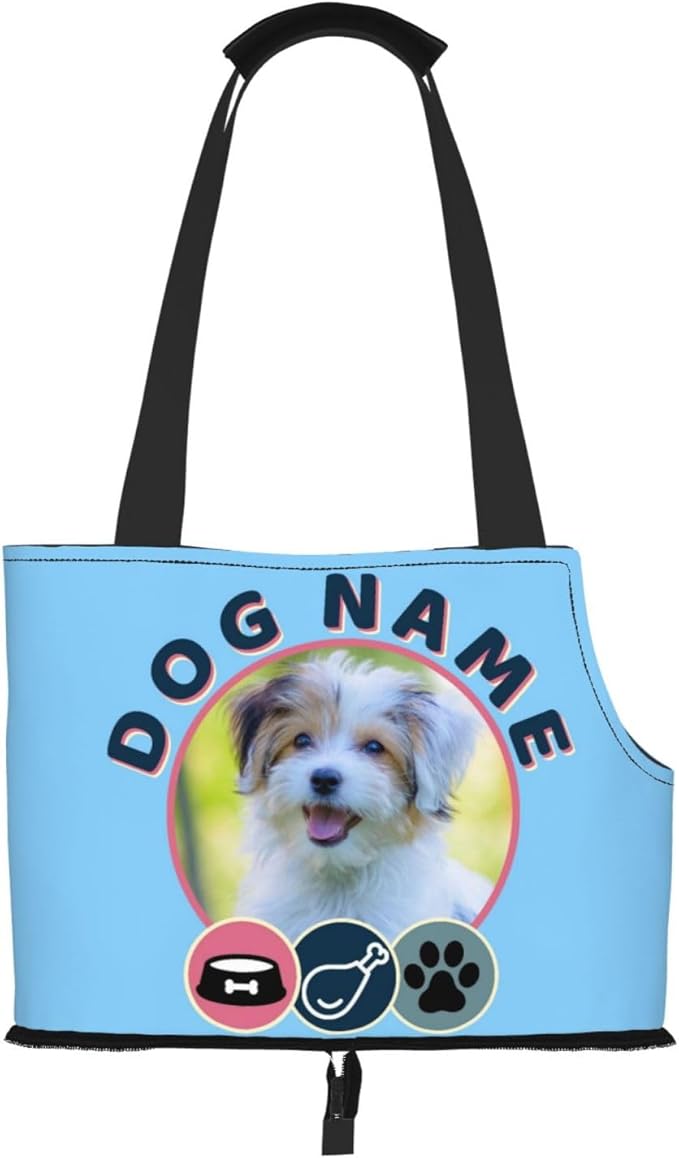 Custom Dog Carrier Purses Personalized Crossbody Puppy Carrying Bag Add Your Pet Photo Name Text Soft-Sided Sling Cat Pouch for Outdoor Hiking Traveling Subway Shopping (Style3)