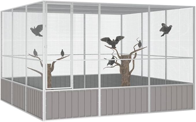 Large Flight King Bird Cage, Steel Bird Cage Flight Cage for Cockatiels African Parakeets Green Cheek Conures Pigeons Parrot, Gray 119.1"x127.8"x83.3",-972