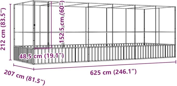 Steel Aviary with Extension, Large Bird Cage with Lockable Door, Aviary Spacious and Versatile Cage Ideal for Parakeets, Parrots, Lovebirds, Cockatiels, Pigeons, 246.1"x81.5"x83.5",-282