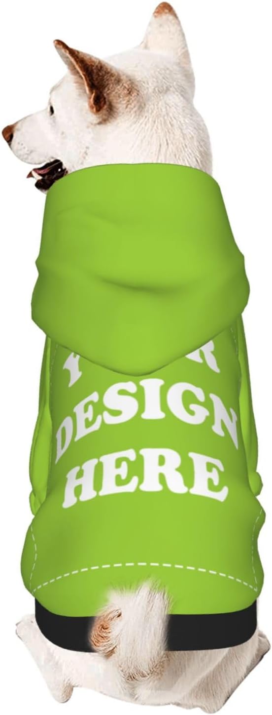 Dog Clothes, Custom Dog Hooded Sweatshirt, Personalized Pet Costume Robe Shirt with Text/Image/Club Name/Pet Shop Logo for Small Medium Large Dogs and Cats, GrassGreen, L