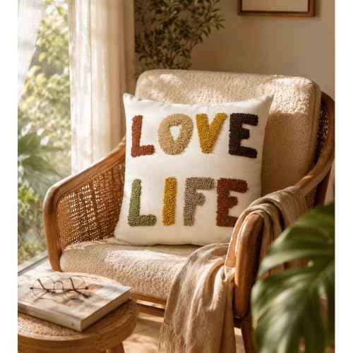 Boho Throw Pillow Covers 18*18 Tufted Fall Decorations for Sofa