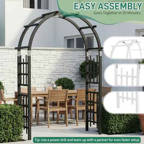 7Ft Black Wooden Arbor Arch