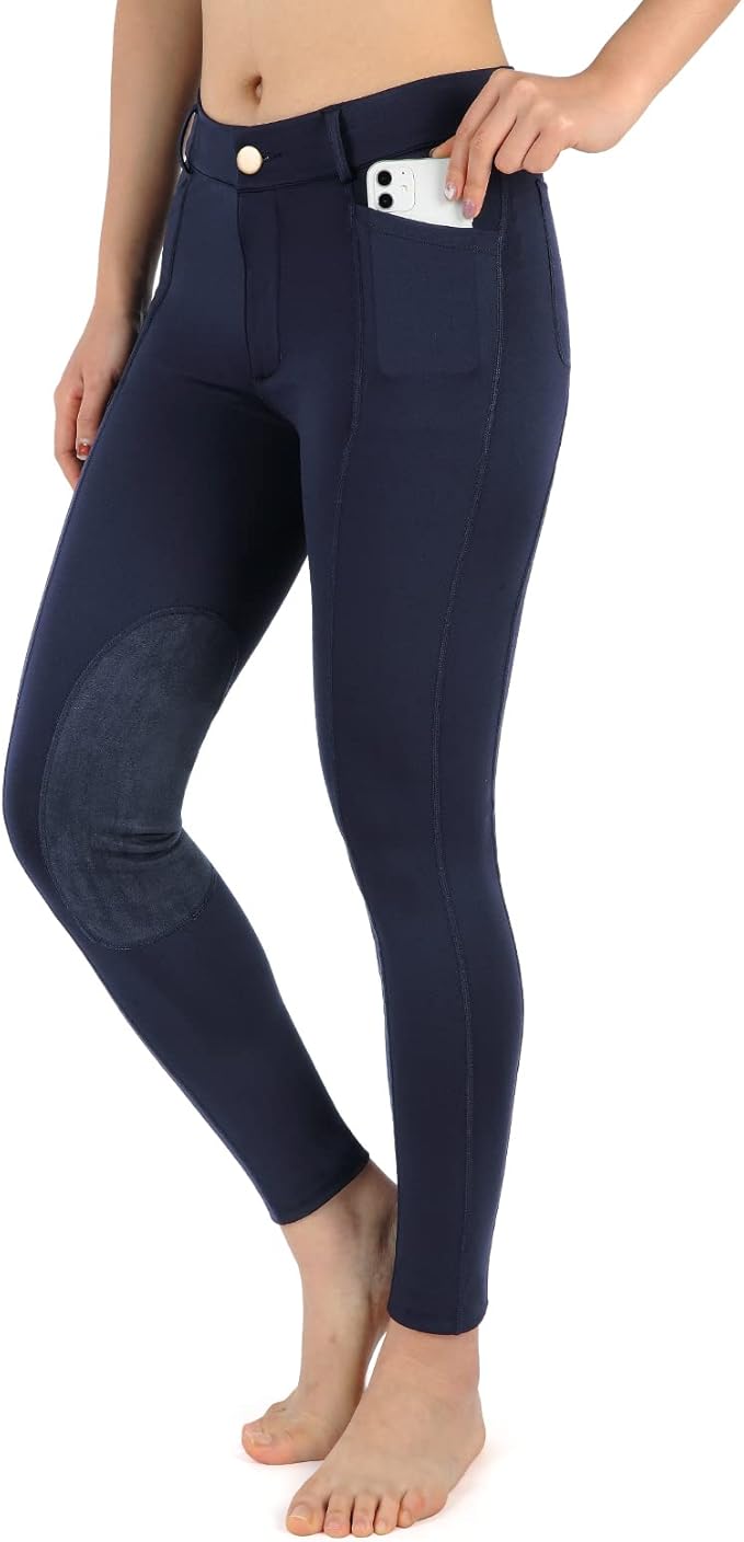 beroy Horse Riding -Pants Women Equestrian-Breeches - Ladies Training Horseback Riding Tights Full Seat Silicone Pockets